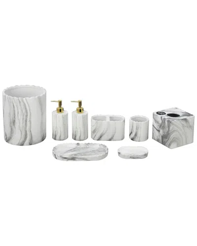 J&v Textiles 8pc Bathroom Accessories Set In White