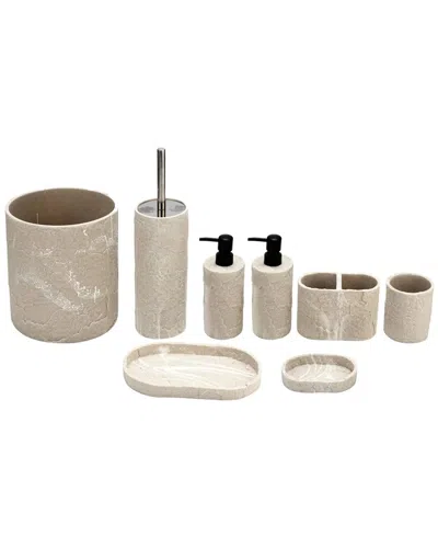 J&v Textiles 8pc Resin Bathroom Accessories Set In Brown