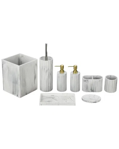 J&v Textiles 8pc Resin Bathroom Accessories Set In White
