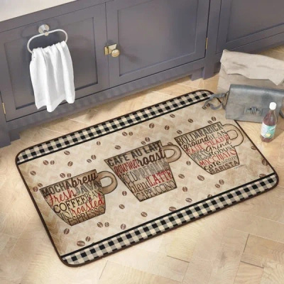 J&v Textiles Coffee Words Antifatigue Kitchen Mats (coffee Words) In Neutral