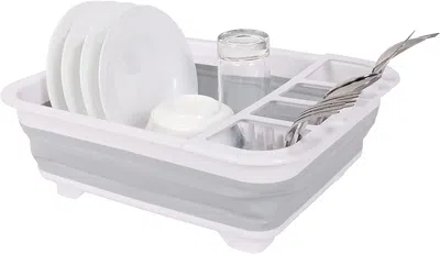 J&v Textiles Collapsible Plastic Dish Rack - 3 Colors In Grey