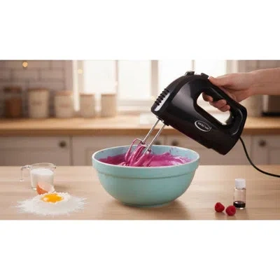J&v Textiles Electric Hand Mixer, 5-speed With Whisk And Traditional Beaters, 250 Watts, Black