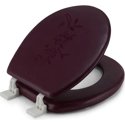 J&v Textiles J And V Textiles Embroidered Padded Soft Round Toilet Seat In Burgundy