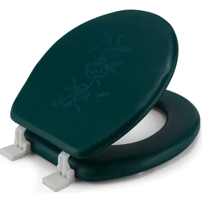 J&v Textiles J And V Textiles Embroidered Padded Soft Round Toilet Seat In Green