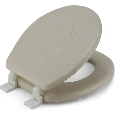 J&v Textiles J And V Textiles Embroidered Padded Soft Round Toilet Seat In Sand