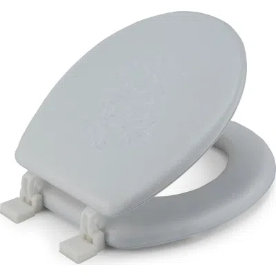 J&v Textiles J And V Textiles Embroidered Padded Soft Round Toilet Seat In White