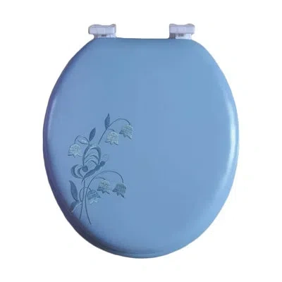 J&v Textiles Embroidered Soft Round Cushioned Toilet Seat In Light Blue