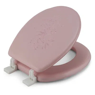 J&v Textiles Embroidered Soft Round Cushioned Toilet Seat In Pink