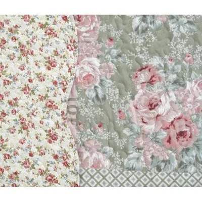 J&v Textiles Floral Patchwork Traditional Printed Reversible Premium Quilt Sets (2-or3-piece) In Gray,white,pink,sage