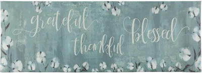 J&v Textiles Grateful Thankful Bless Anti-fatigue Memory Foam Kitchen Mat In White