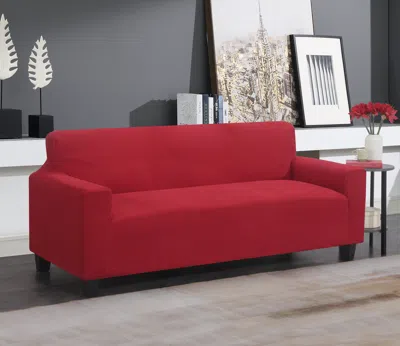 J&v Textiles Microfiber Super Stretch Water Resistant Slipcover In Red