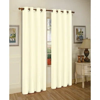 J&v Textiles Mira Solid Semi-sheer Grommet Curtain Panel Set In Ivory