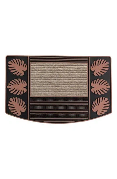 J&v Textiles J And V Textiles Palm Leaf Outdoor Mat In Black