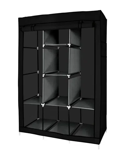 J&v Textiles Portable Free Standing Closet With 8 Storage Shelves In Black