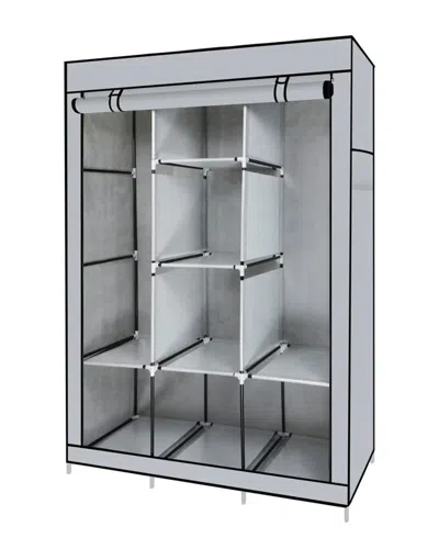 J&v Textiles Portable Free Standing Closet With 8 Storage Shelves In Gray