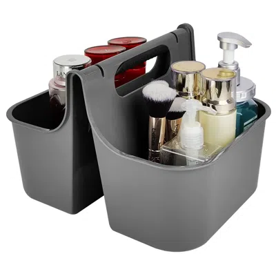 J&v Textiles Portable Shower Caddy, Bathroom Organizer Basket, Perfect Size For Dorm/college, Plastic Bath Tote, In Grey