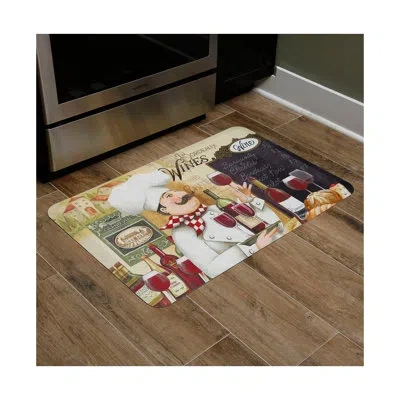J&v Textiles Relaxed Chef Anti-fatigue Mat In White,ivory,red