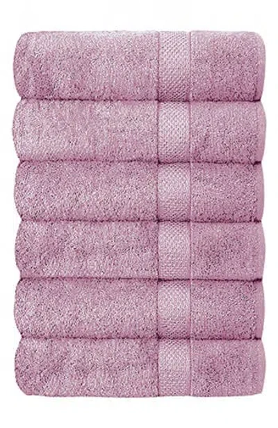 J&v Textiles J And V Textiles Set Of 6 Plush Towels In Pink