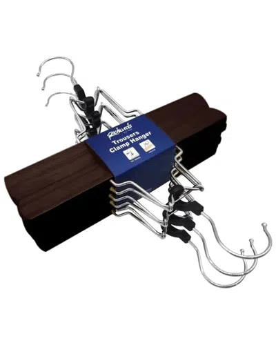 J&v Textiles Set Of 6 Trouser Clamp Hangers In Brown