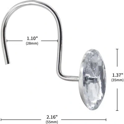 J&v Textiles Shower Curtain Hook Rings (12-pack) Crystal Clear Acrylic