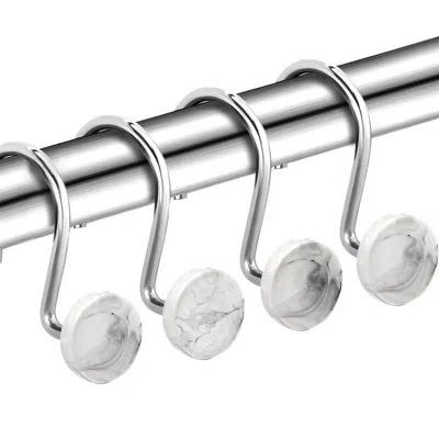J&v Textiles Shower Curtain Hook Rings (12-pack) Marble In Clear