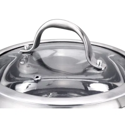 J&v Textiles Stainless Cookware, 9.5-inch Fry Pan With Lid, Tri-ply Stainless Steel, Professional Grade, Silver,