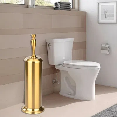J&v Textiles Toilet Brush, Toilet Bowl Brush With Extra Long Handle Durable Bristles Toilet Scrubber And Covered  In Aged Brass
