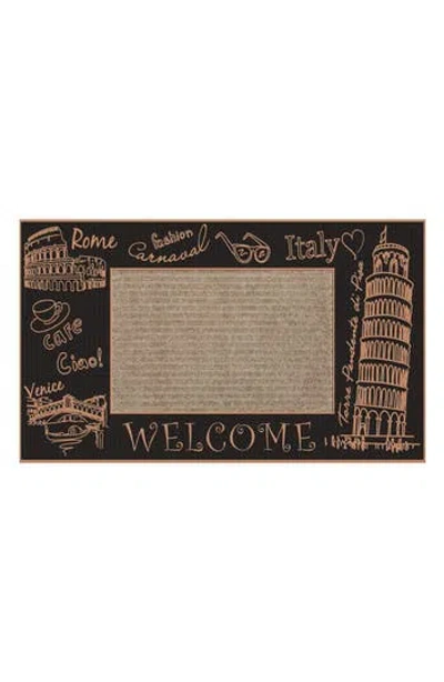 J&v Textiles J And V Textiles Welcome Outdoor Mat In Black