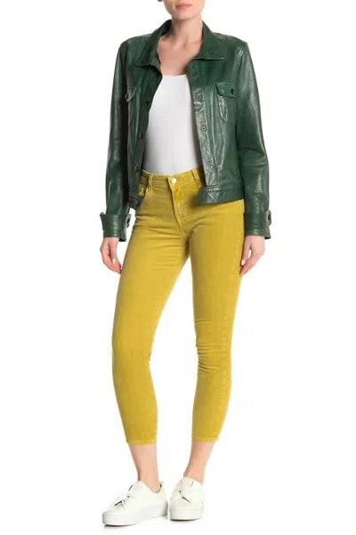 J Brand Absinthe Corduroy Mid Rise Stretch Pants In Yellow