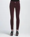 J Brand Blackberry Corduroy Mid Rise Stretch Pants In Dark Red In Pink