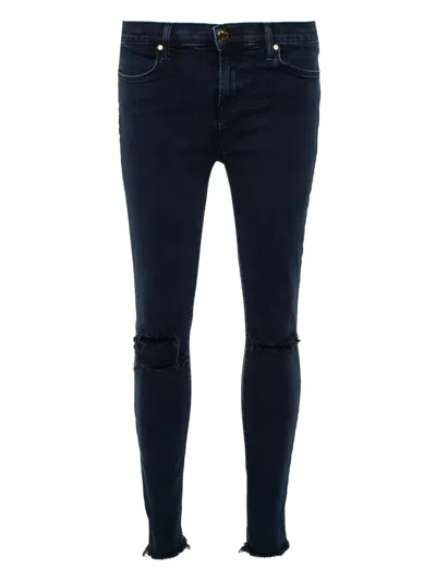 Pre-owned J Brand Button-zip Distressed Jeans In Blue