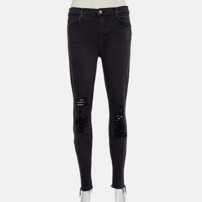 J Brand Demen Black Denim Distressed Skinny Alana Jeans