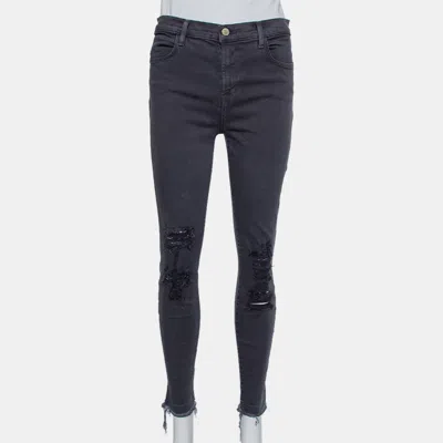 Pre-owned J Brand Dement Black Denim Distressed Alana Jeans M