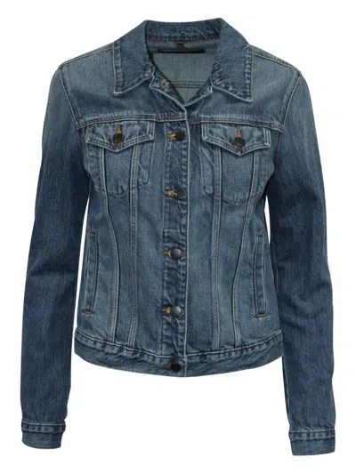 Pre-owned J Brand Frayed-hem Denim Jacket In Blue