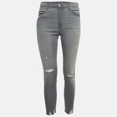 J Brand Grey Ripped Denim Distressed Hem Skinny Jeans M Waist 29" In Gray