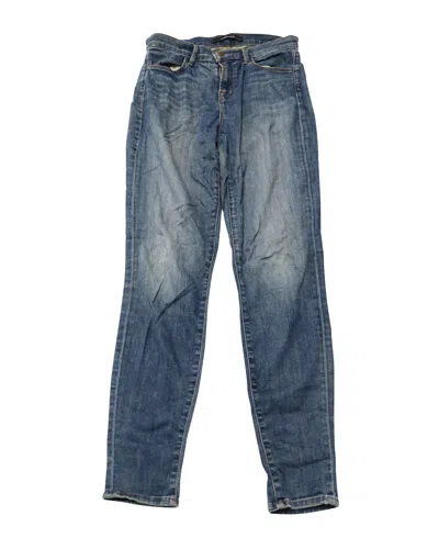 J Brand High Waisted Faded Wash Jeans In Blue Cotton Denim