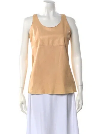 Pre-owned J Brand Lamb Leather Scoop Neck Top In Neutral