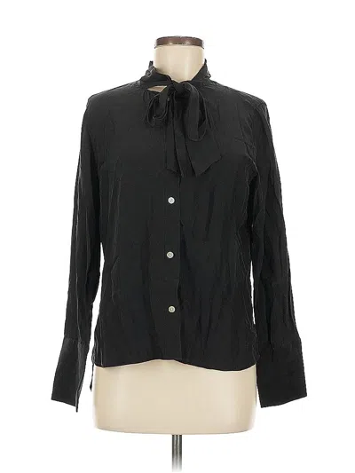Pre-owned J Brand Long Sleeve Silk Top Black Tie Neck Tops