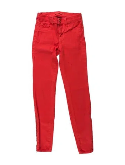 Pre-owned J Brand Low-rise Skinny Leg Jeans In Red