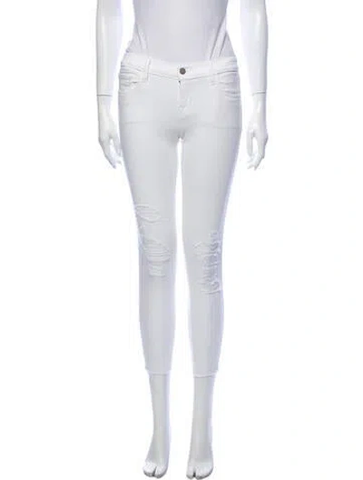 Pre-owned J Brand Low-rise Skinny Leg Jeans In White