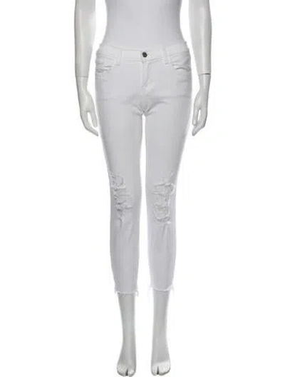 Pre-owned J Brand Low-rise Skinny Leg Jeans In White