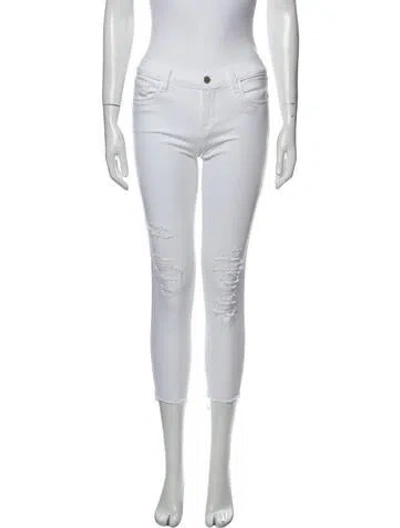 Pre-owned J Brand Low-rise Skinny Leg Jeans In White