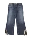 J Brand Mid Rise Cropped Jeans With Lace Hem In Blue Cotton In Blue