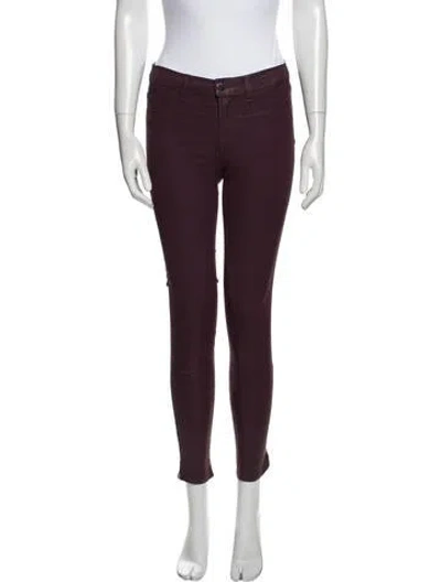 Pre-owned J Brand Mid-rise Skinny Leg Jeans In Burgundy