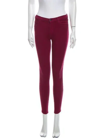 Pre-owned J Brand Mid-rise Skinny Leg Jeans In Burgundy