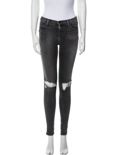 Pre-owned J Brand Mid-rise Skinny Leg Jeans In Gray