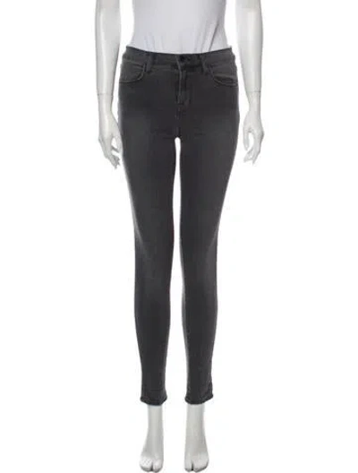 Pre-owned J Brand Mid-rise Skinny Leg Jeans In Gray