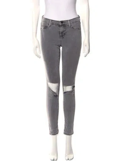 Pre-owned J Brand Mid-rise Skinny Leg Jeans In Gray