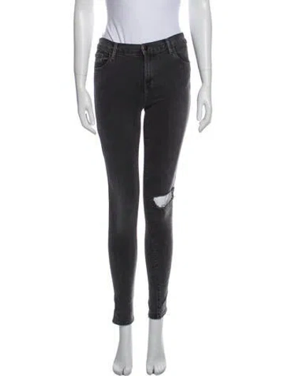 Pre-owned J Brand Mid-rise Skinny Leg Jeans In Gray