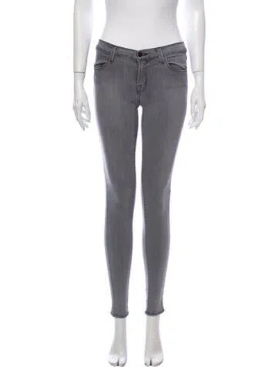 Pre-owned J Brand Mid-rise Skinny Leg Jeans In Gray